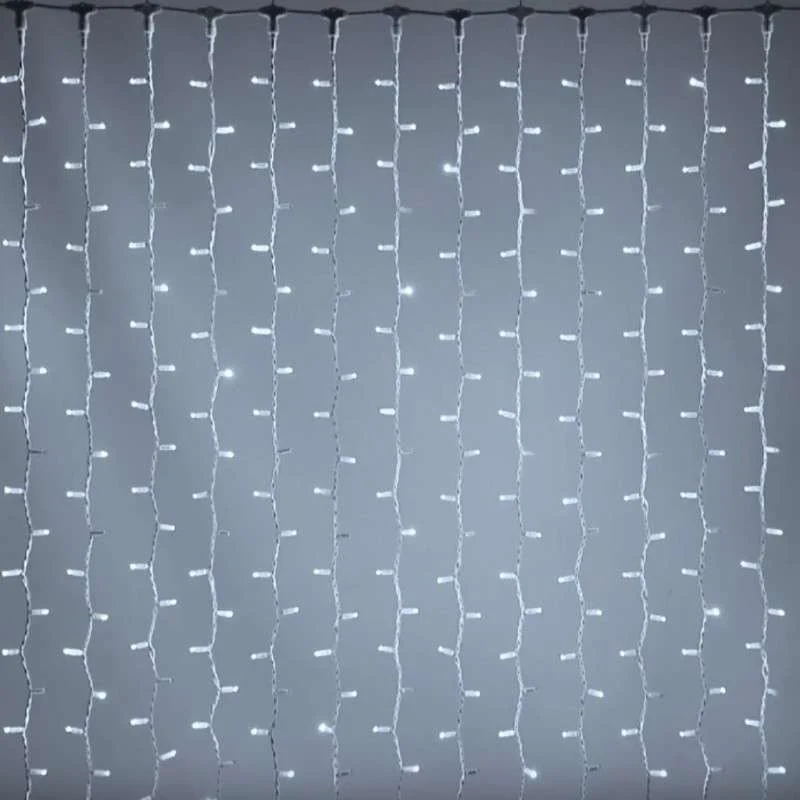 Cortina 150 LEDs blanco frio enlazable c/blanco 200x150 exterior