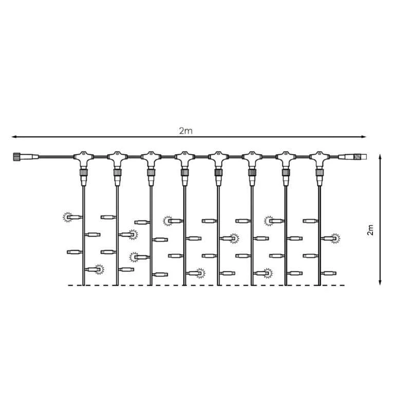 Cortina 256 LED frio IP44 programable cable negro 200x200 exterior