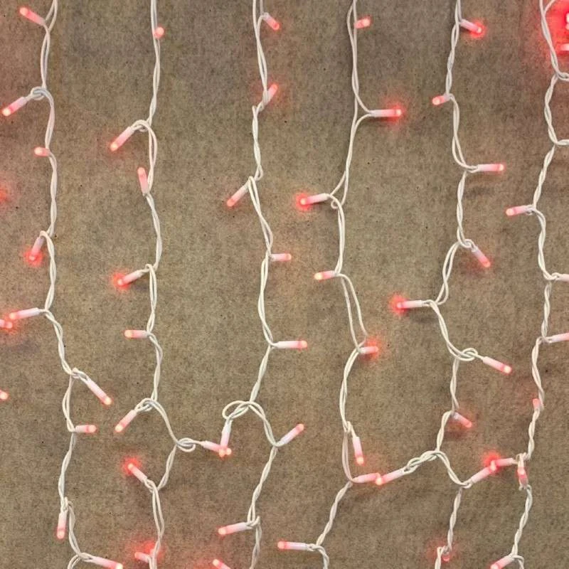 Cortina 300 LEDs rojos IP65 enlazable cable blanco 200x150