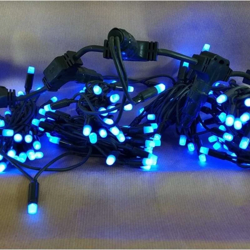 Cortina 500 LED azules IP44 programable cable negro 200x200