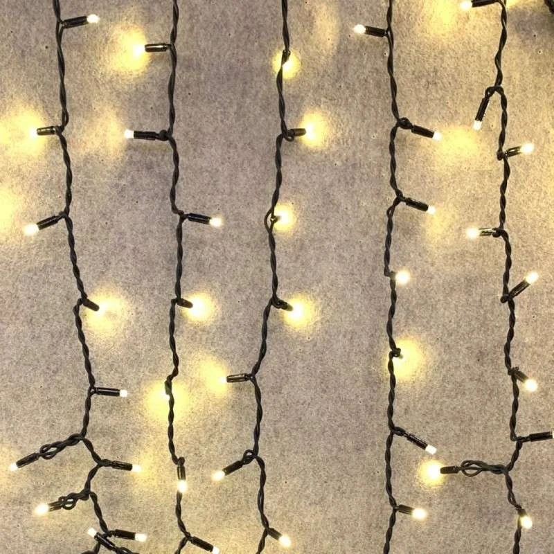 Cortina 600 LEDs cálido IP65 enlazable c/negro 200x300
