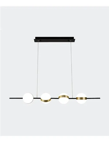 Lámpara de techo Cuba 103 cm - Mantra - Lámpara lineal con 4 luces bola