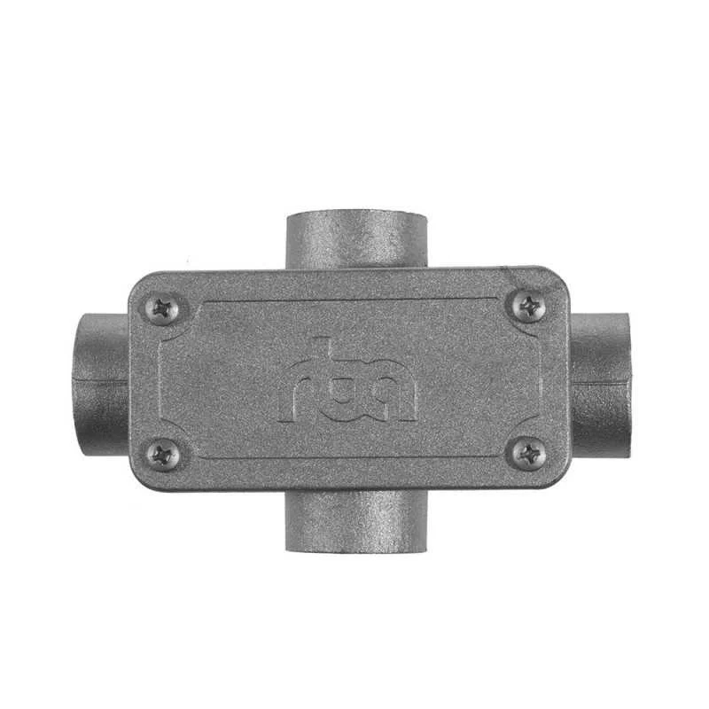 Derivador de aluminio 4 salidas en X para tubo decorativo flexible Ø20 mm