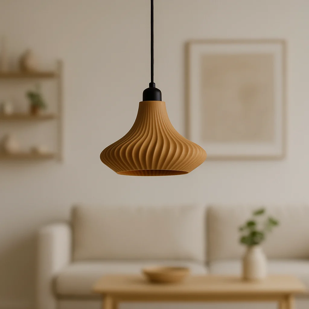 Lámpara Colgante "Vita" Color Beige/Florón Negro/Cable Negro