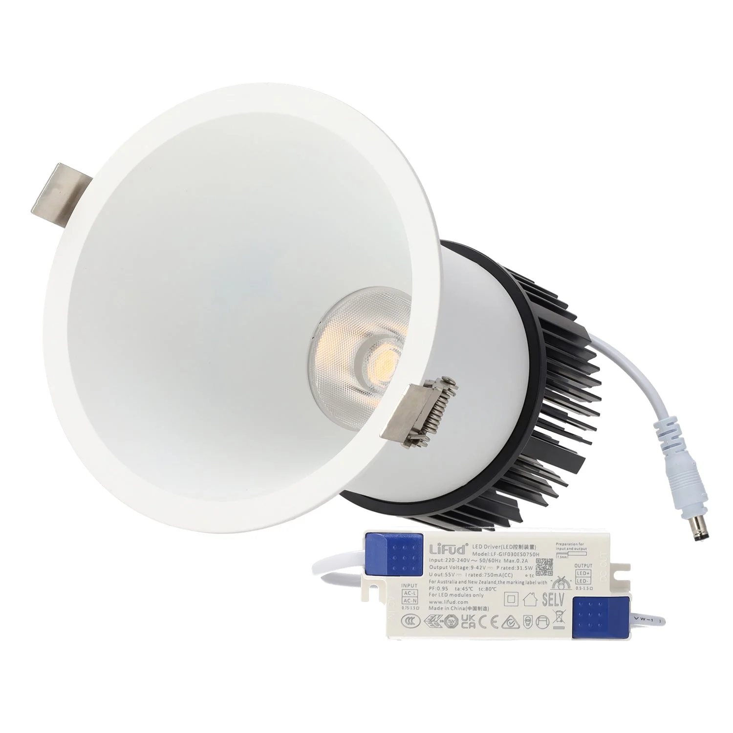 Downlight Empotrable LED 10W 90Lm/W CRI>95 4000ºK Driver Lifud 50.000H Blanco Natural