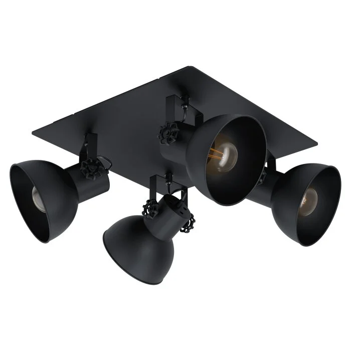 Eglo BARNSTAPLE Lámpara de Techo Negro, 4 luces