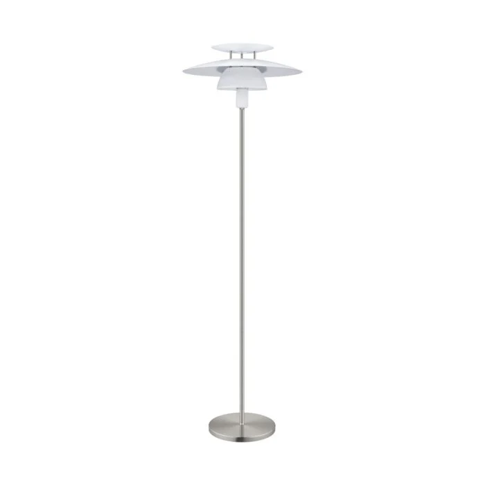 EGLO BRENDA Lámpara de Pie Níquel-mate, Blanca, 1 luz