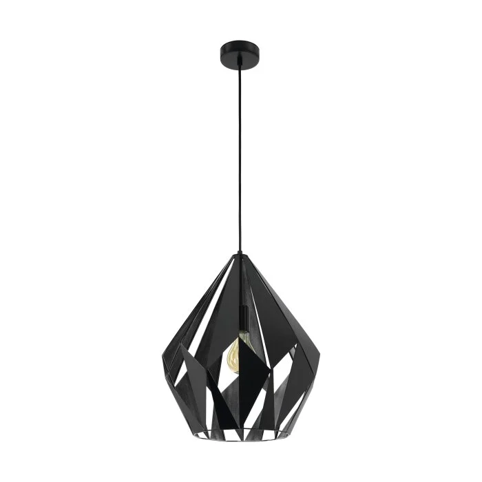 Eglo CARLTON Lámpara Colgante Negro, Plata, 1 luz