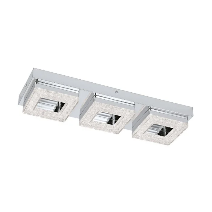 Eglo FRADELO Lámpara de techo LED Cromo, Aspecto de cristal, 3 luces
