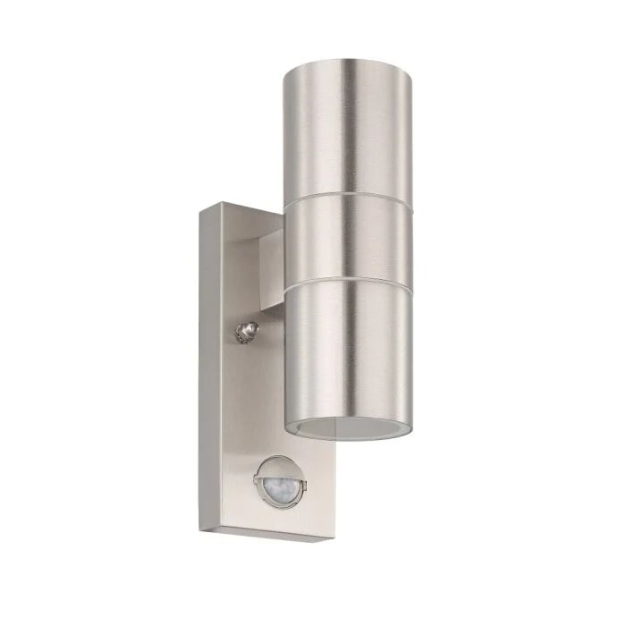 Eglo RIGA Aplique para exterior LED Color acero inoxidable, 2 luces, Sensor de movimiento