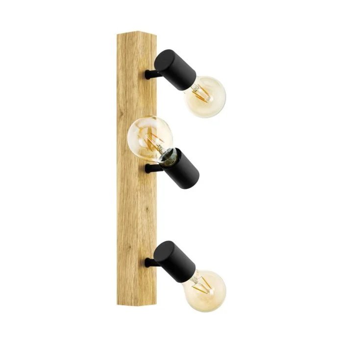 EGLO TOWNSHEND Foco de techo Marrón, Madera clara, Negro, 3 luces