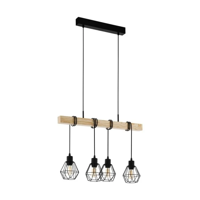 EGLO TOWNSHEND Lámpara Colgante Marrón, Negro, 4 luces
