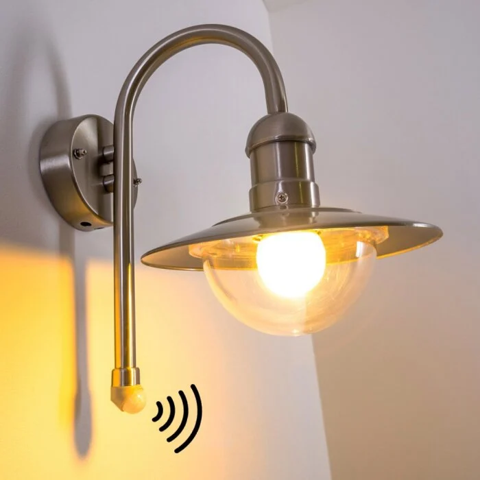 Elima Aplique para exterior Color acero inoxidable, 1 luz, Sensor de movimiento