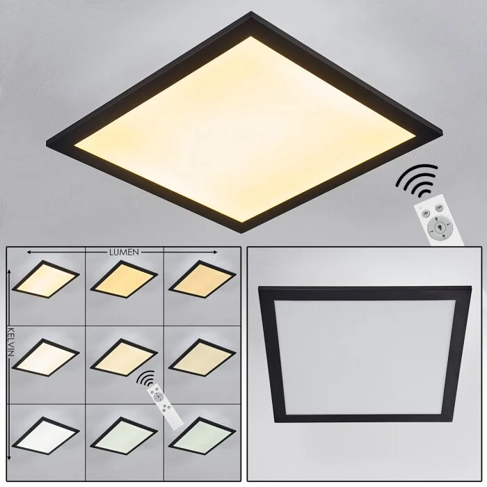 Essaouira Lámpara de Techo LED Negro, 1 luz, Mando a distancia