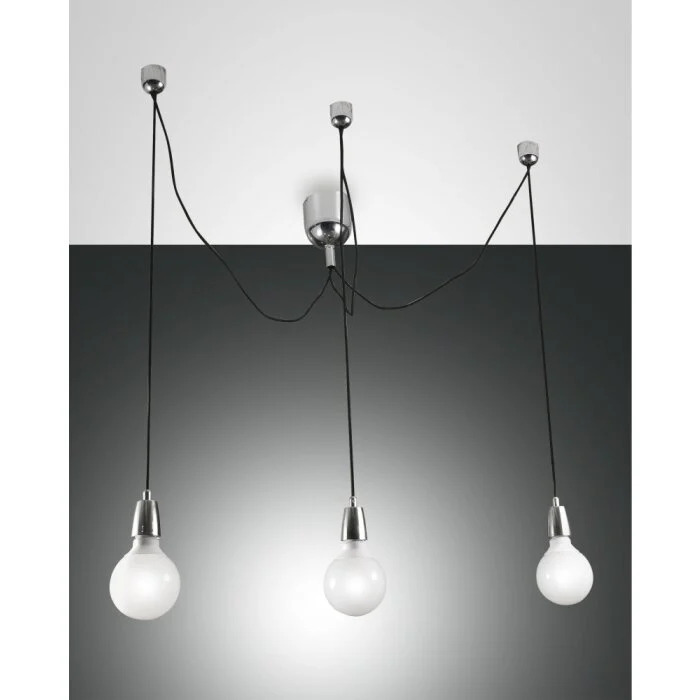 Fabas Luce Blog Lámpara Colgante Cromo, Negro, 3 luces