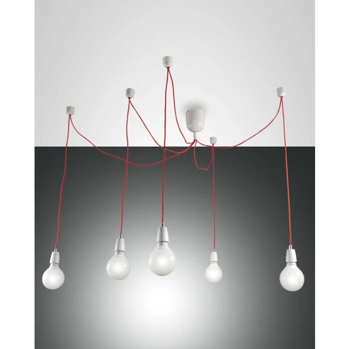 Fabas Luce Blog Lámpara Colgante Rojo, Blanca, 5 luces