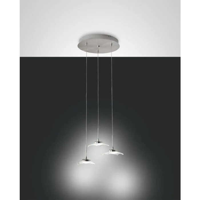 Fabas Luce Desus Lámpara Colgante LED Níquel-mate, 3 luces