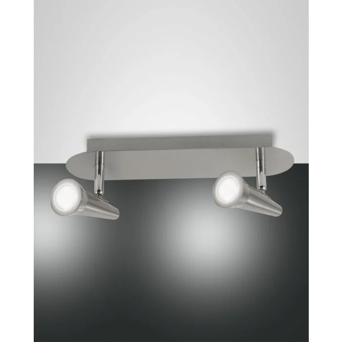 Fabas Luce Niko Lámpara de Techo LED Níquel-mate, 2 luces