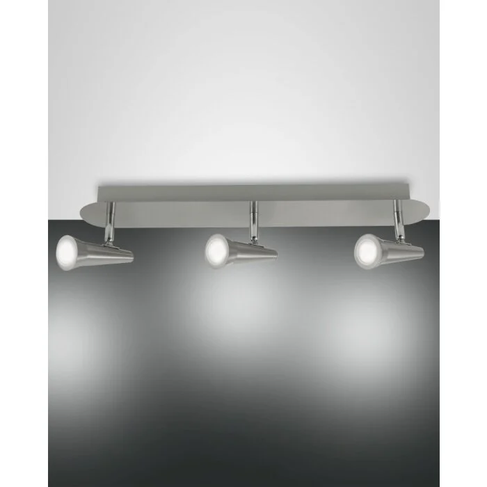 Fabas Luce Niko Lámpara de Techo LED Níquel-mate, 3 luces