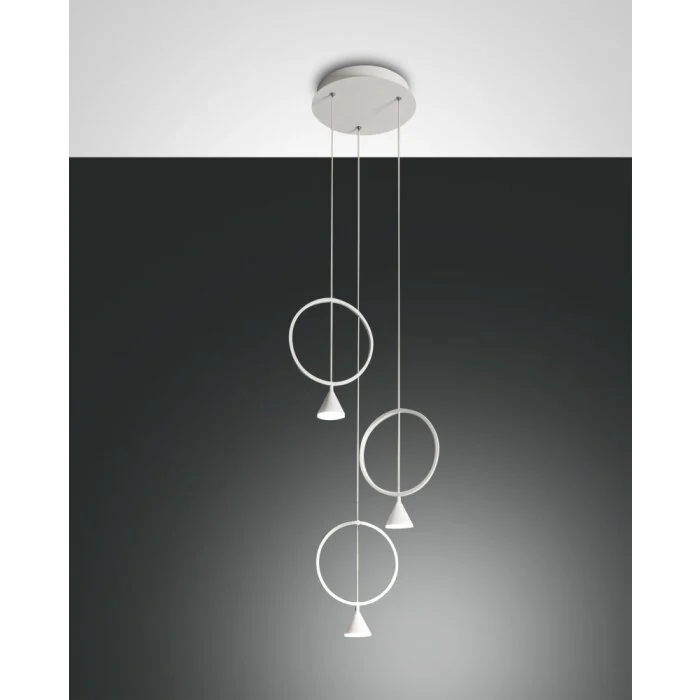 Fabas Luce Sirio Lámpara Colgante LED Blanca, 3 luces