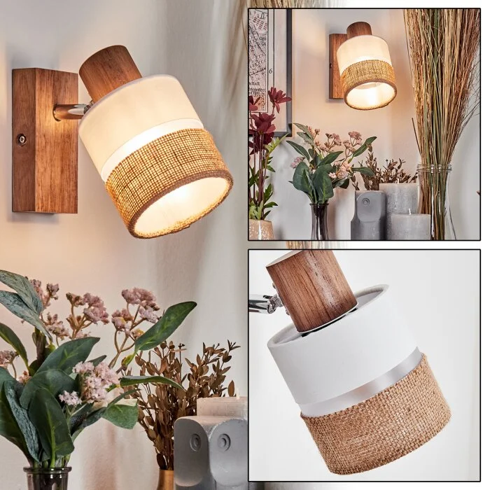 Fallhagen Apliques, Spot de pared Cromo, Madera oscura, 1 luz