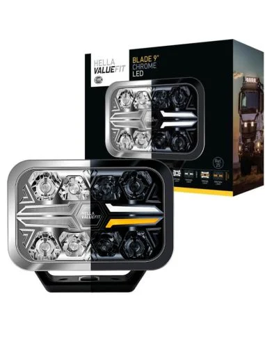 Faro LED Blade rectangular Homologado 9" Luz de Posición Blanca y Ambar y Largo Alcance R10 ECE-R149 y ECE-R148 25 Puntos