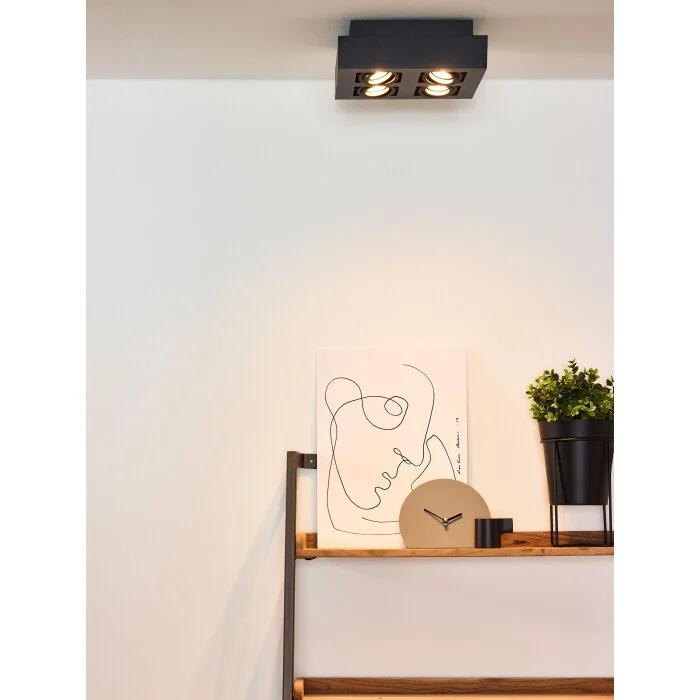 Foco de techo Lucide XIRAX LED Negro, 4 luces