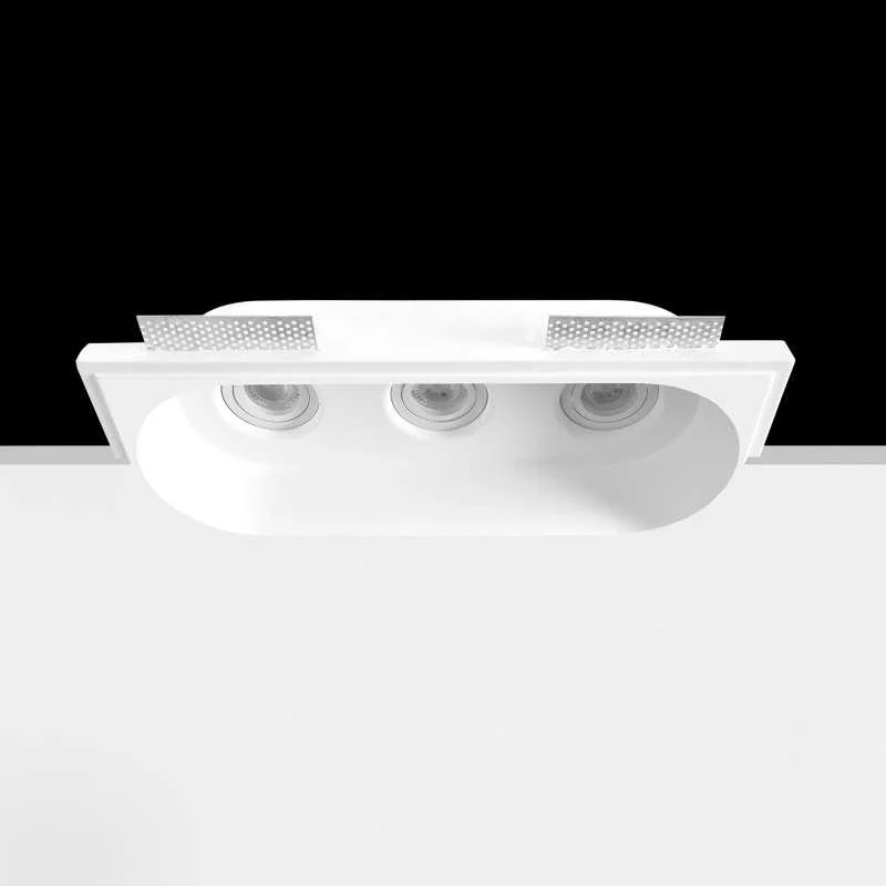 Foco de yeso triple 370mm x 135mm x 135mm alto