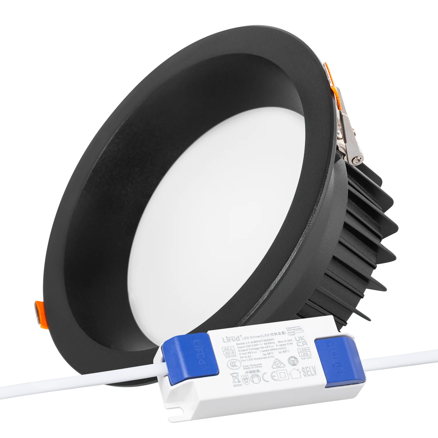 Foco Downlight Circular LED 20W 2.000Lm 6000ºK Anti-Deslumbrante UGR19 40.000H Negro