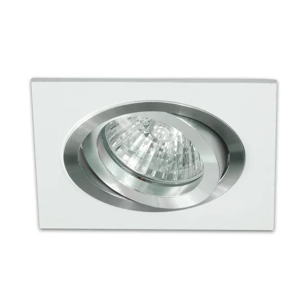 FOCO EMPOTRABLE CUADRADO BLANCO-ALUMINIO GU10 IP20