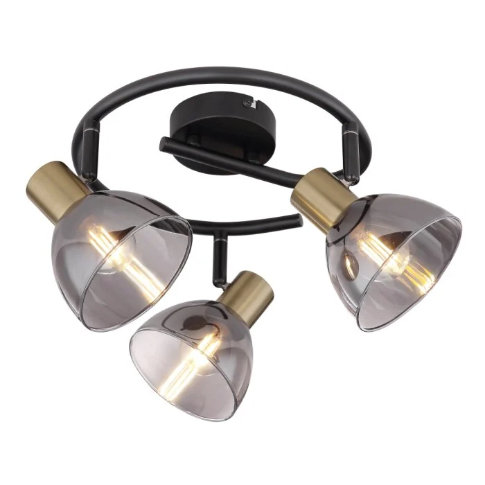 Globo KLERENA Lámpara focos circular Negro, 3 luces