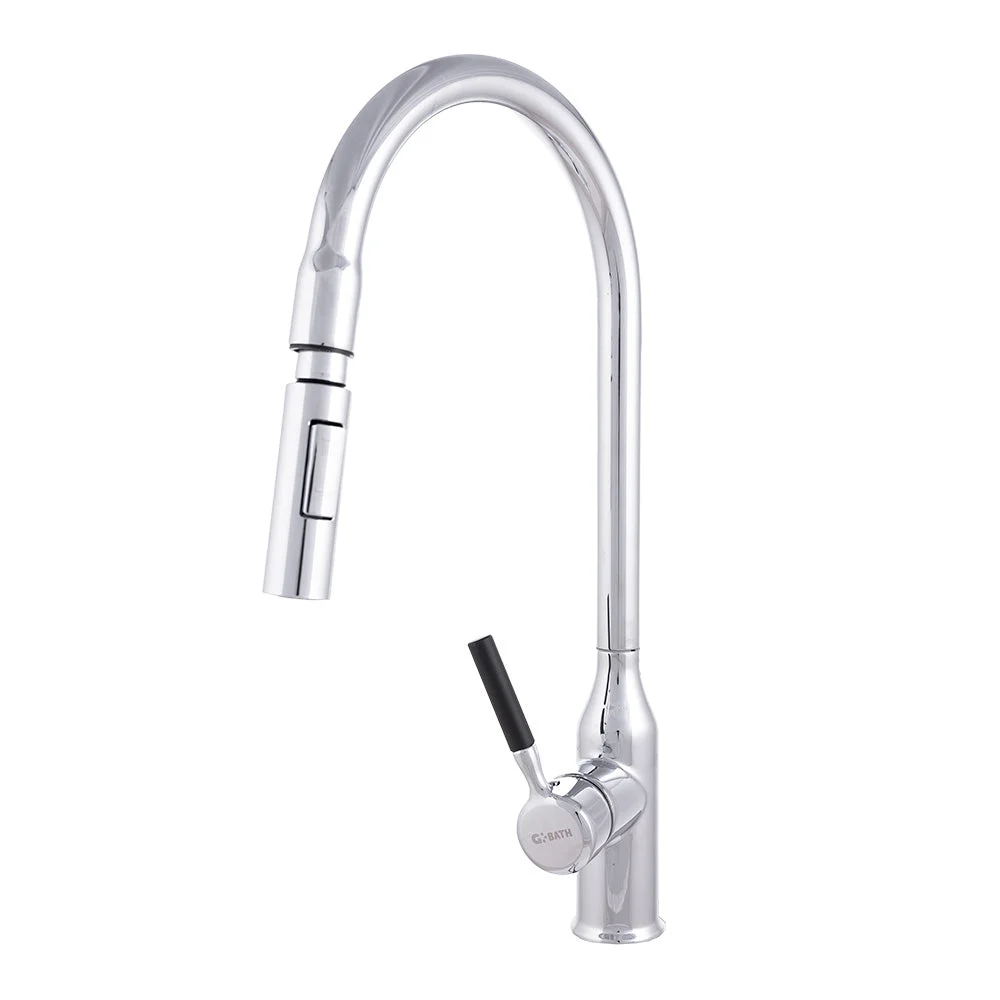 Grifo Cocina Latón/Zinc, Cromado, Agua Caliente-Fría, Latiguillos, Caño Alto, Monomando [QLI-FA-9719