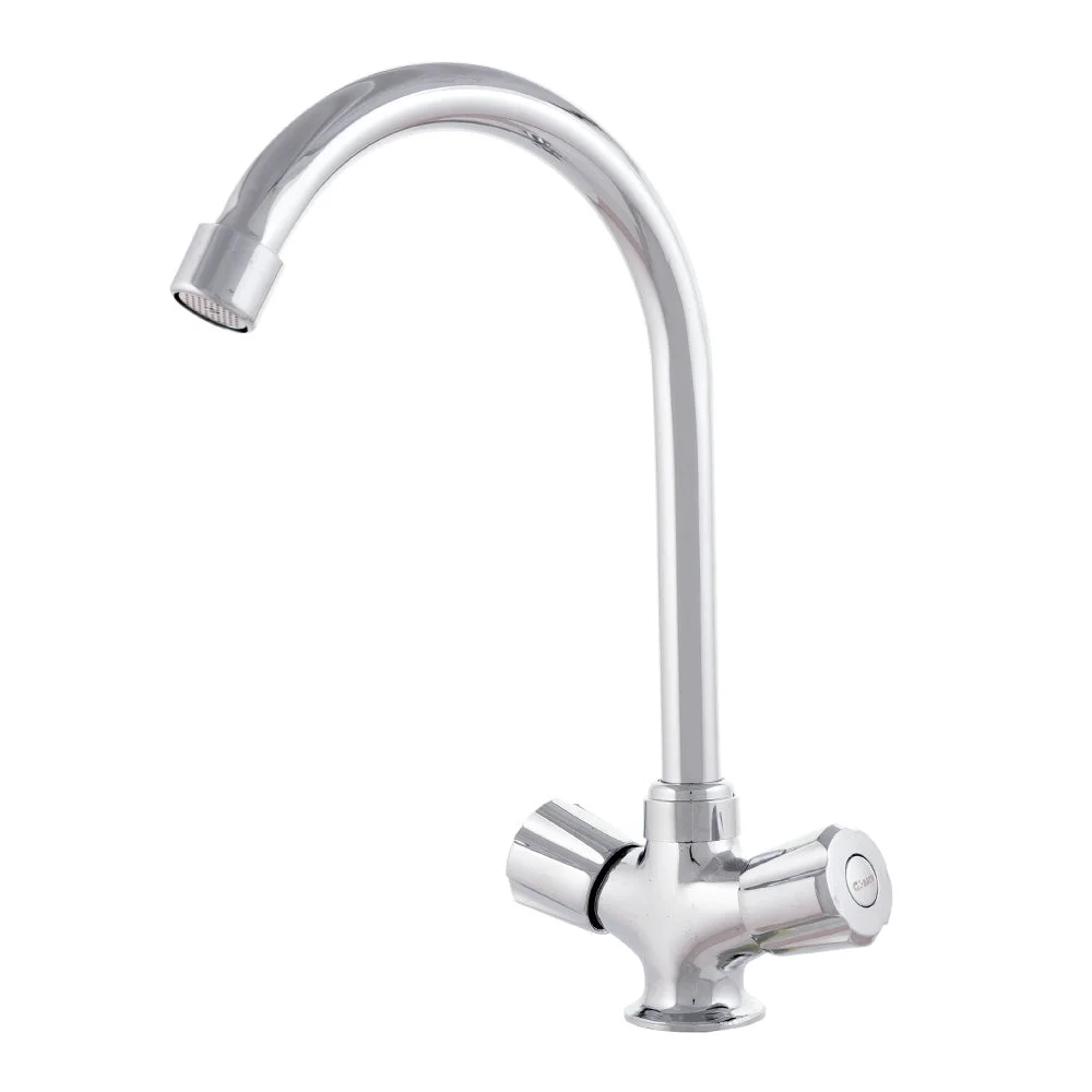 Grifo Lavabo Aleación Zinc, Cromado, Agua Caliente-Fría, Latiguillos, Caño Alto, Bimando [QLI-FA938