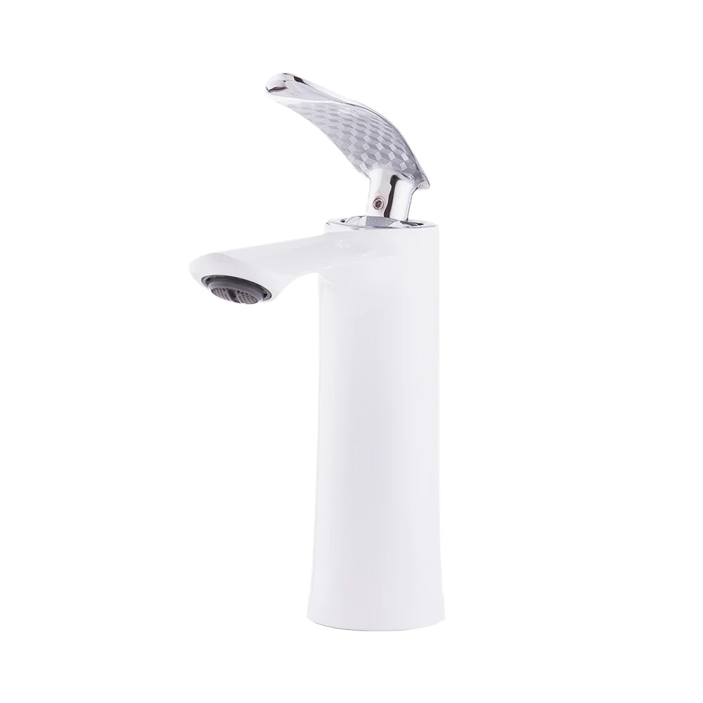 Grifo Lavabo Latón/Zinc, Blanco, Agua Caliente-Fría, Latiguillos, Caño Bajo, Monomando [QLI-FA-7783