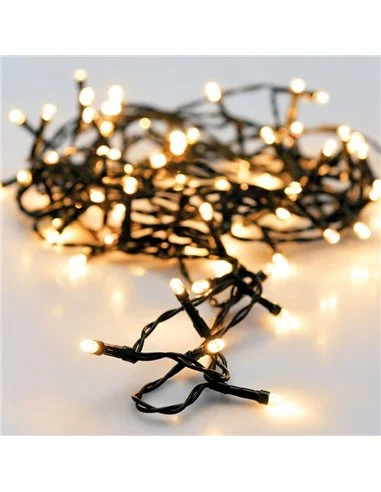 Guirnalda fija de Navidad con cable verde de 180 LED luz blanca cálida- 1650cm