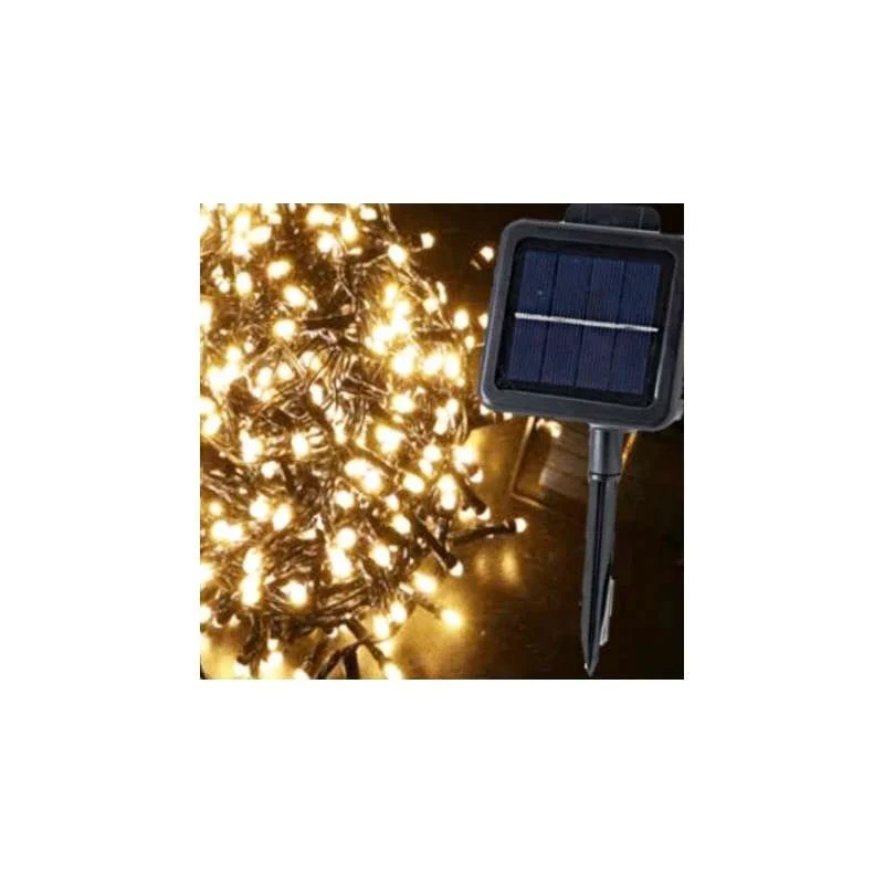 Guirnalda solar 560 LED cálidos 10 mts programable exterior