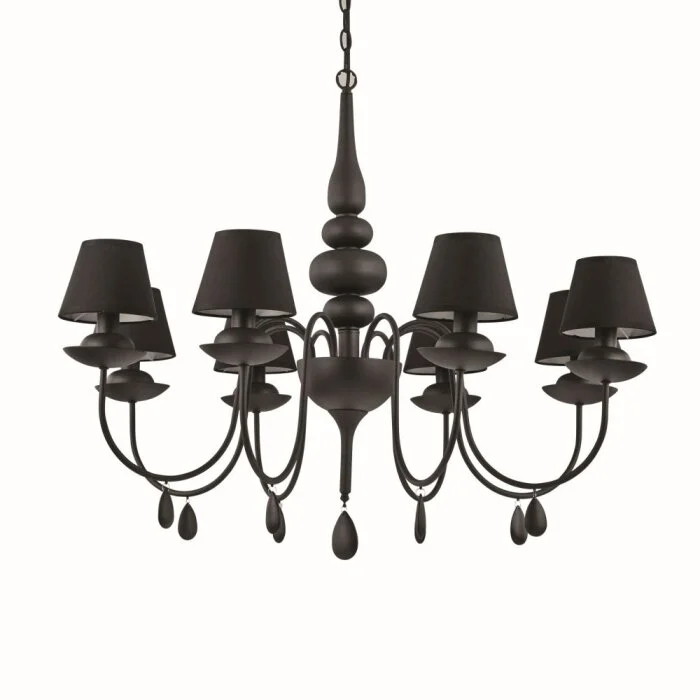 Ideal Lux BLANCHE Lámpara de araña Negro, 8 luces