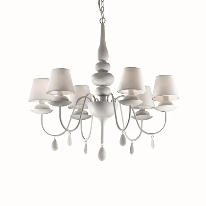 Ideal Lux BLANCHE Lámpara de araña Blanca, 6 luces
