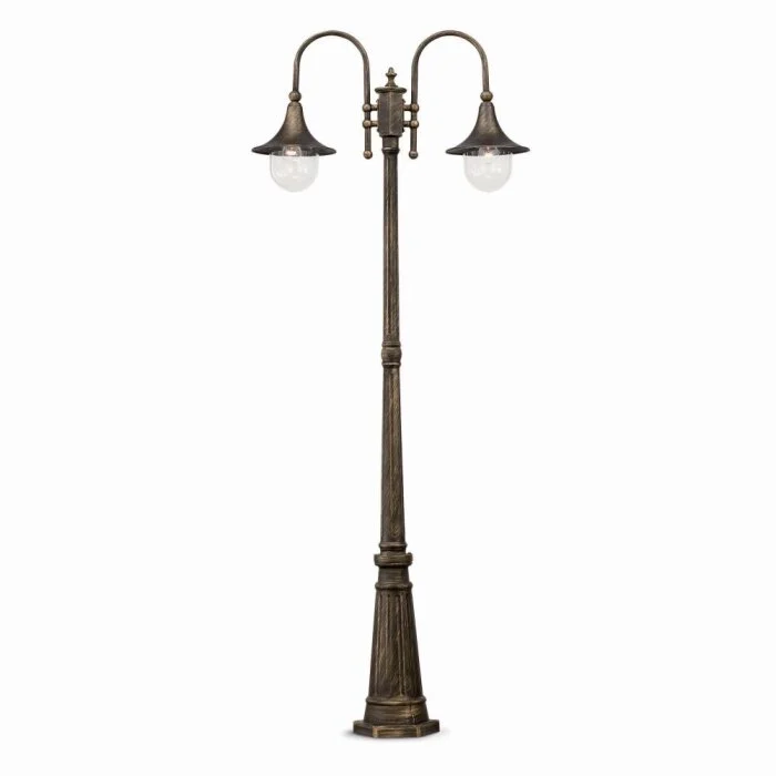 Ideal Lux CIMA Poste de Jardín dorado, Negro, 2 luces