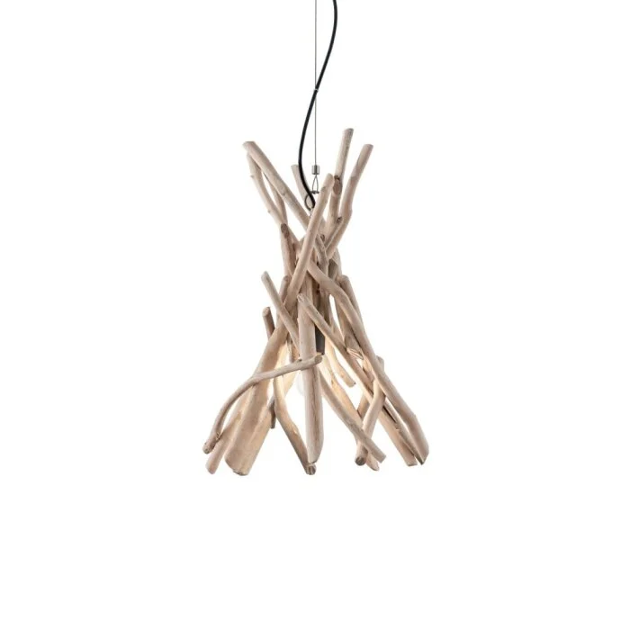 Ideal Lux DRIFTWOOD Lámpara Colgante Madera clara, 1 luz