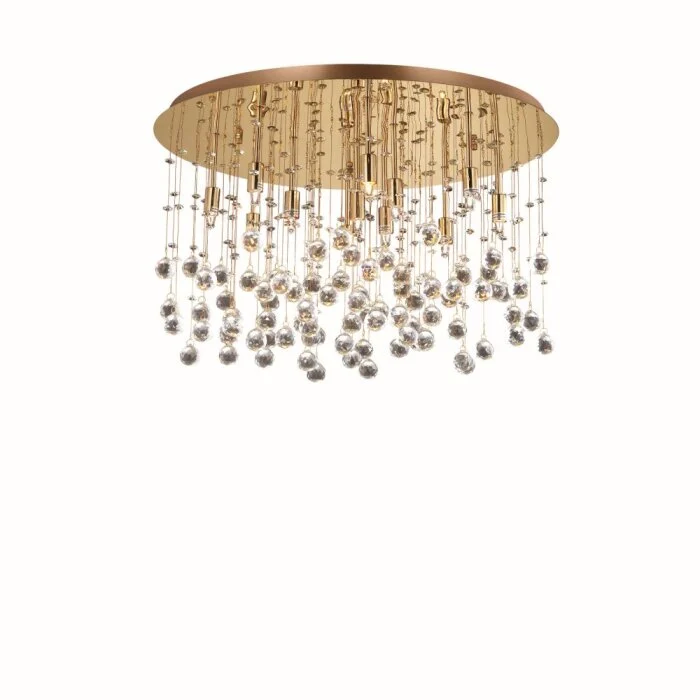 Ideal Lux MOONLIGHT Lámpara de Techo champán, Aspecto de cristal, 12 luces