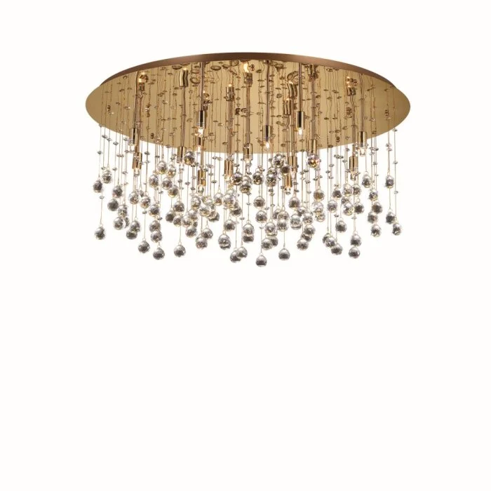 Ideal Lux MOONLIGHT Lámpara de Techo champán, Aspecto de cristal, 15 luces