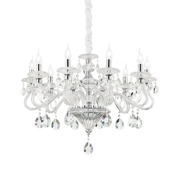 Ideal Lux NEGRESCO Lámpara de araña Cromo, Aspecto de cristal, 10 luces