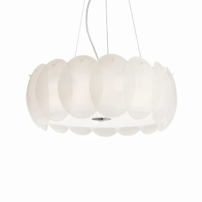 Ideal Lux OVALINO Lámpara Colgante Blanca, 8 luces
