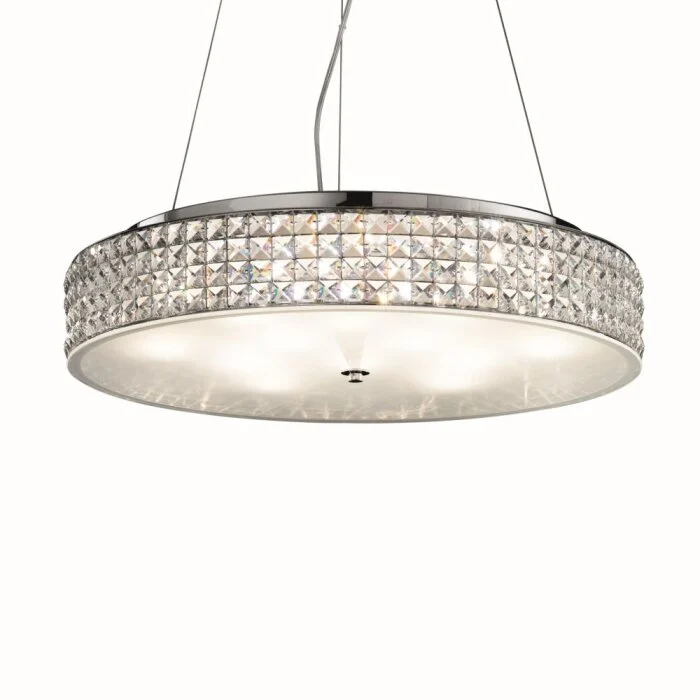 Ideal Lux ROMA Lámpara Colgante Cromo, Aspecto de cristal, 12 luces