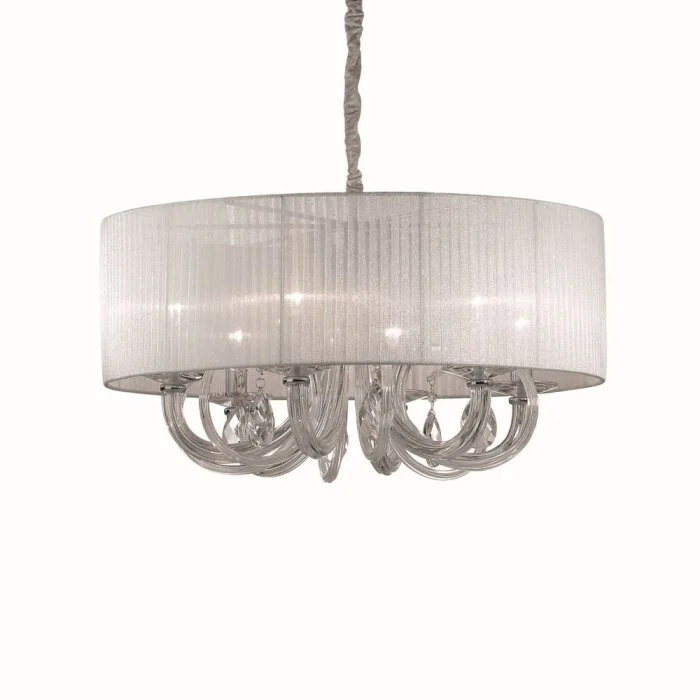 Ideal Lux SWAN Lámpara Colgante Cromo, 6 luces