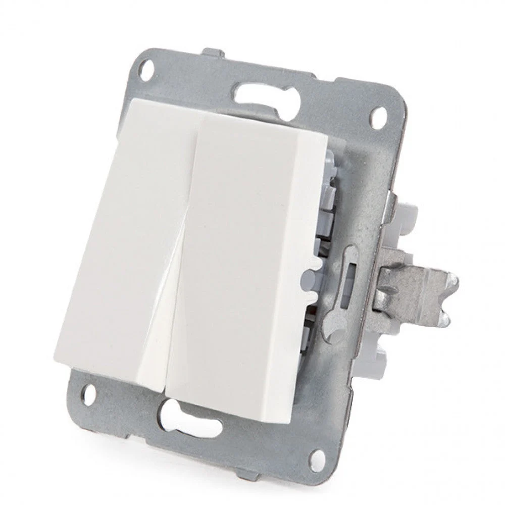 Interruptor Doble Panasonic Karre 10A 250V/Bastidor Metálico con Garras/Tecla Blanca