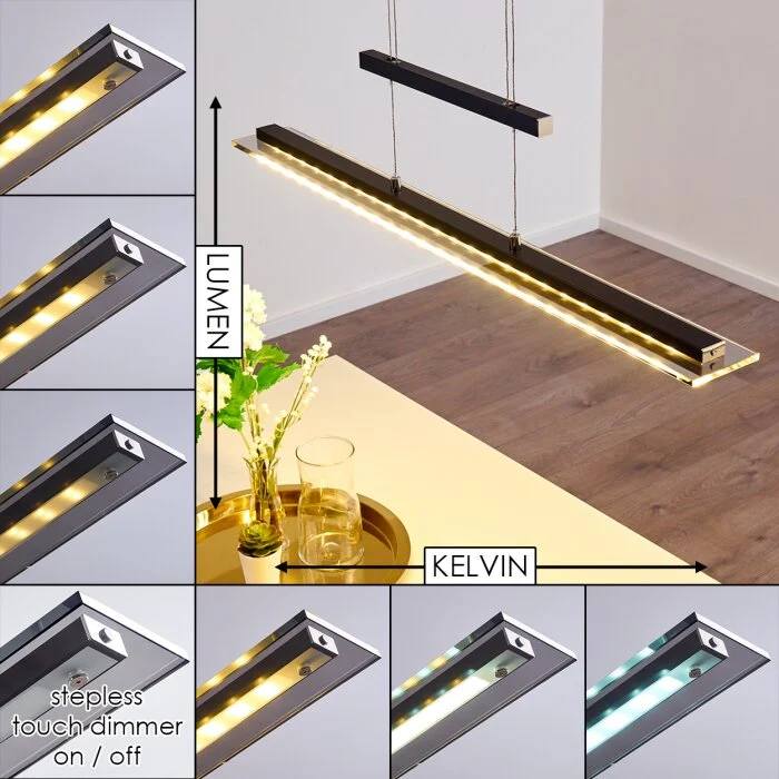 Junsele Lámpara Colgante LED Negro, 1 luz