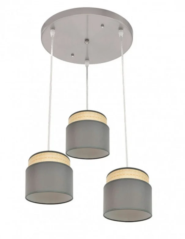 Kandy Lámpara de Techo 3 Luces Natural y Gris Fabrilamp