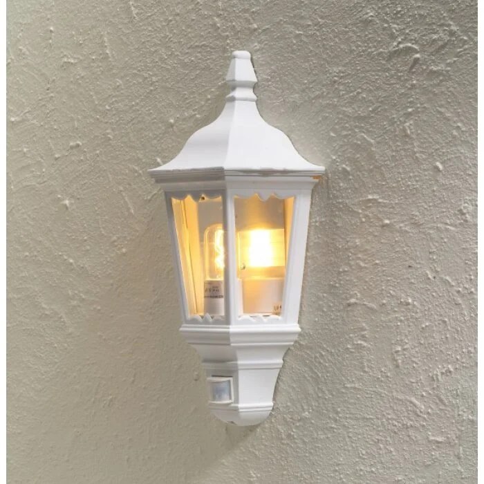 Konstsmide Firenze Aplique Blanca, 1 luz, Sensor de movimiento